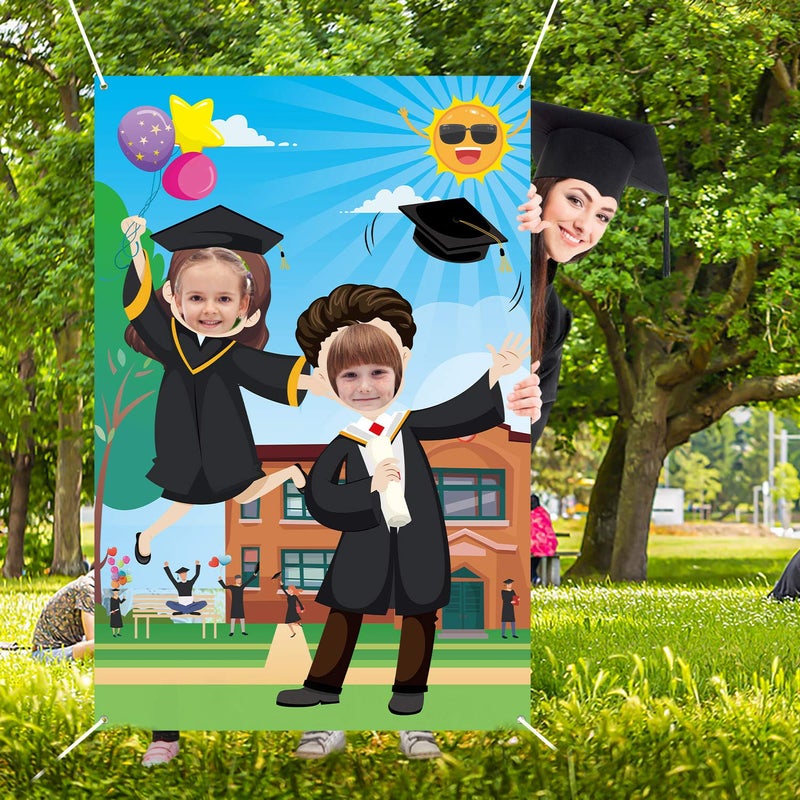 WATINC Graduation Photo Booth Props Frame, Kindergarten Preschool Graduation Photography Backdrops for Graduation Party Graduations, Congrats Grad Party Favors Supplies, Large Size 5x3ft - Image 2